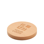 Décapsuleur circulaire dessous de verre en bambou Round Bamboo vue avec zone d'impression