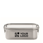 Lunch box en acier inox avec fermoirs anti-fuites 750ml Strong vue avec zone d'impression