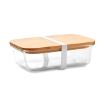 Lunch box personnalisée en verre avec couvercle bambou 900 ml Nordik couleur transparent