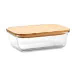 Lunch box personnalisée en verre avec couvercle bambou 900 ml Nordik couleur transparent deuxième vue