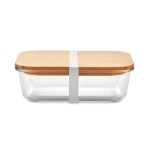 Lunch box personnalisée en verre avec couvercle bambou 900 ml Nordik couleur transparent quatrième vue
