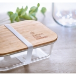 Lunch box personnalisée en verre avec couvercle bambou 900 ml Nordik couleur transparent vue d'ambiance principale