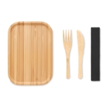 Lunch box en acier inoxydable avec 2 couverts en bambou 600ml Norway couleur bois cinquième vue