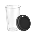 Mug de voyage personnalisable en verre borosilicaté de 350 ml Silicone couleur noir troisième vue