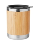 Verre isotherme compact en acier et revêtement en bambou 250ml Sweden couleur bois