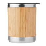 Verre isotherme compact en acier et revêtement en bambou 250ml Sweden couleur bois troisième vue