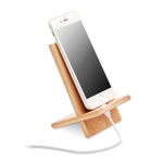 Support pour téléphone en bambou avec ouverture pour chargeur Nature couleur bois quatrième vue