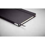 Carnet recyclé personnalisé pas cher A5 feuilles lignées RPET couleur noir cinquième vue photographique