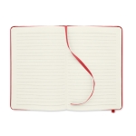 Carnet recyclé personnalisé pas cher A5 feuilles lignées RPET couleur rouge quatrième vue