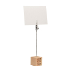 Support en bois avec clip pour notes en forme de cube avec logo Wood couleur bois vue avec zone d'impression