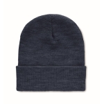 Bonnet élastique unisexe avec logo et revers roulé en RPET Switzerland couleur bleu