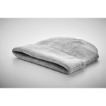 Bonnet élastique unisexe avec logo et revers roulé en RPET Switzerland couleur gris deuxième vue photographique