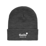 Bonnet élastique unisexe avec logo et revers roulé en RPET Switzerland couleur gris vue principale