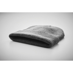 Bonnet élastique unisexe avec logo et revers roulé en RPET Switzerland couleur gris foncé deuxième vue photographique