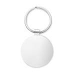 Élégant porte-clés rond en zinc et bambou imprimé Bamboo Round couleur bois deuxième vue