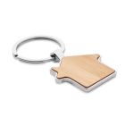 Porte-clés de merchandising en forme de maison Bamboo Home couleur bois
