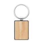 Porte-clés rectangulaire en bambou et zinc Bamboo Rectangle couleur bois troisième vue