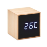 Réveil avec boîtier en bambou en forme de cube Bamboo Cube couleur bois deuxième vue