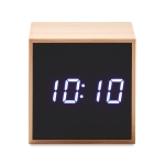 Réveil avec boîtier en bambou en forme de cube Bamboo Cube couleur bois troisième vue