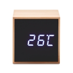 Réveil avec boîtier en bambou en forme de cube Bamboo Cube couleur bois quatrième vue