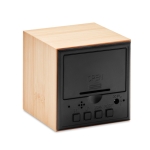 Réveil avec boîtier en bambou en forme de cube Bamboo Cube couleur bois septième vue