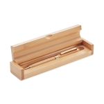 Stylo en bambou torsadé avec étui et encre bleue Berna Bamboo couleur bois