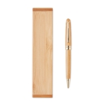Stylo en bambou torsadé avec étui et encre bleue Berna Bamboo couleur bois troisième vue