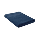 Serviette de bain publicitaire en coton bio 180 x 100 cm Cotton Large couleur bleu