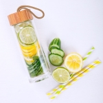 Gourde en verre avec bouchon bambou 430 ml Crystal Bamboo Clear couleur transparent deuxième vue