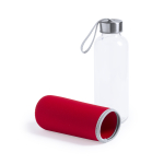Gourde en verre personnalisée avec étui 420 ml Crystal Colorful couleur rouge quatrième vue