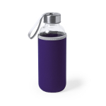 Gourde en verre personnalisée avec étui 420 ml Crystal Colorful couleur violet première vue