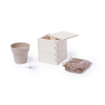 Pots de fleur publicitaires blancs avec graines de menthe Box couleur beige première vue