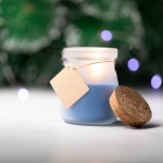 Bougie personnalisable colorée dans un pot en verre Vanilla couleur bleu deuxième vue