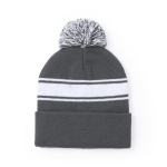 Bonnet d'hiver personnalisé avec pompon et détail blanc PomPom couleur gris deuxième vue