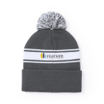 Bonnet d'hiver personnalisé avec pompon et détail blanc PomPom couleur gris première vue