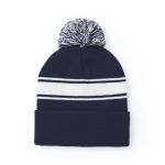 Bonnet d'hiver personnalisé avec pompon et détail blanc PomPom couleur bleu marine première vue