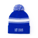 Bonnet imprimé d'hiver avec pompon et détail blanc vue principale