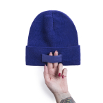 Bonnet publicitaire plusieurs coloris avec étiquette frontale Classic couleur bleu deuxième vue