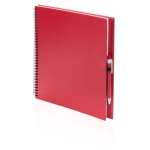 Carnet recyclé de couleur vive avec stylo A4 pages lisses ECOriginal couleur rouge