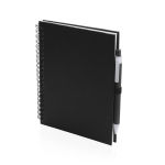 Carnet à spirale à anneaux et stylo avec pages lisses ECOriginal couleur noir première vue
