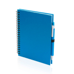 Carnet à spirale à anneaux et stylo avec pages lisses ECOriginal couleur bleu première vue