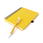 Carnet à spirale à anneaux et stylo avec pages lisses ECOriginal couleur jaune quatrième vue