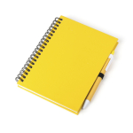 Carnet à spirale à anneaux et stylo avec pages lisses ECOriginal couleur jaune première vue