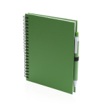 Carnet à spirale à anneaux et stylo avec pages lisses ECOriginal couleur vert première vue