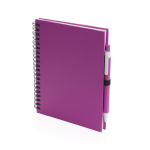 Carnet à spirale à anneaux et stylo avec pages lisses ECOriginal couleur fuchsia première vue