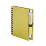 Carnet spirale en carton recyclé avec stylo B7 pages rayées ECOriginal couleur jaune première vue