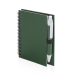 Carnet spirale en carton recyclé avec stylo B7 pages rayées ECOriginal couleur vert première vue