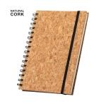 Carnet à spirale personnalisé en liège A5 avec pages lignées Planet couleur marron quatrième vue