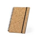 Carnet à spirale personnalisé en liège A5 avec pages lignées Planet couleur marron première vue
