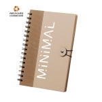 Carnet écologique personnalisé en carton recyclé A5 lignées Closure couleur marron cinquième vue